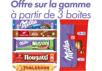 Offre sur la gamme barres chocolatées MONDELEZ 3 boites